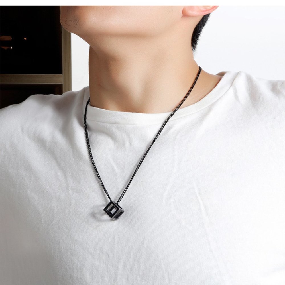 ❤️NEW TUNGSTEN SQUARE HOLLOW BOX CUBE PENDANT NECKLACE, N90201P156 - Picture 4 of 8